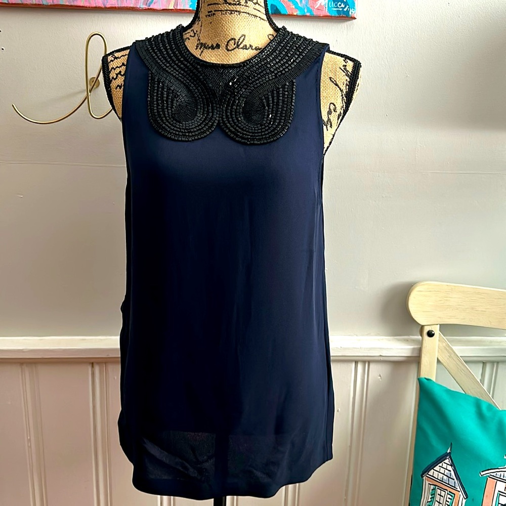 3.1 Phillip Lim Silk Embellished navy and black Top